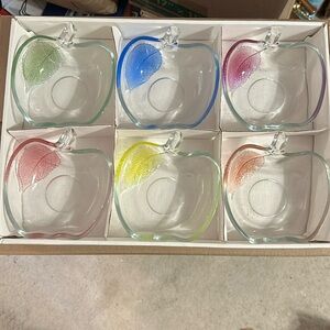 Set of 6 pieces glass colorful apple shaped vintage bowls